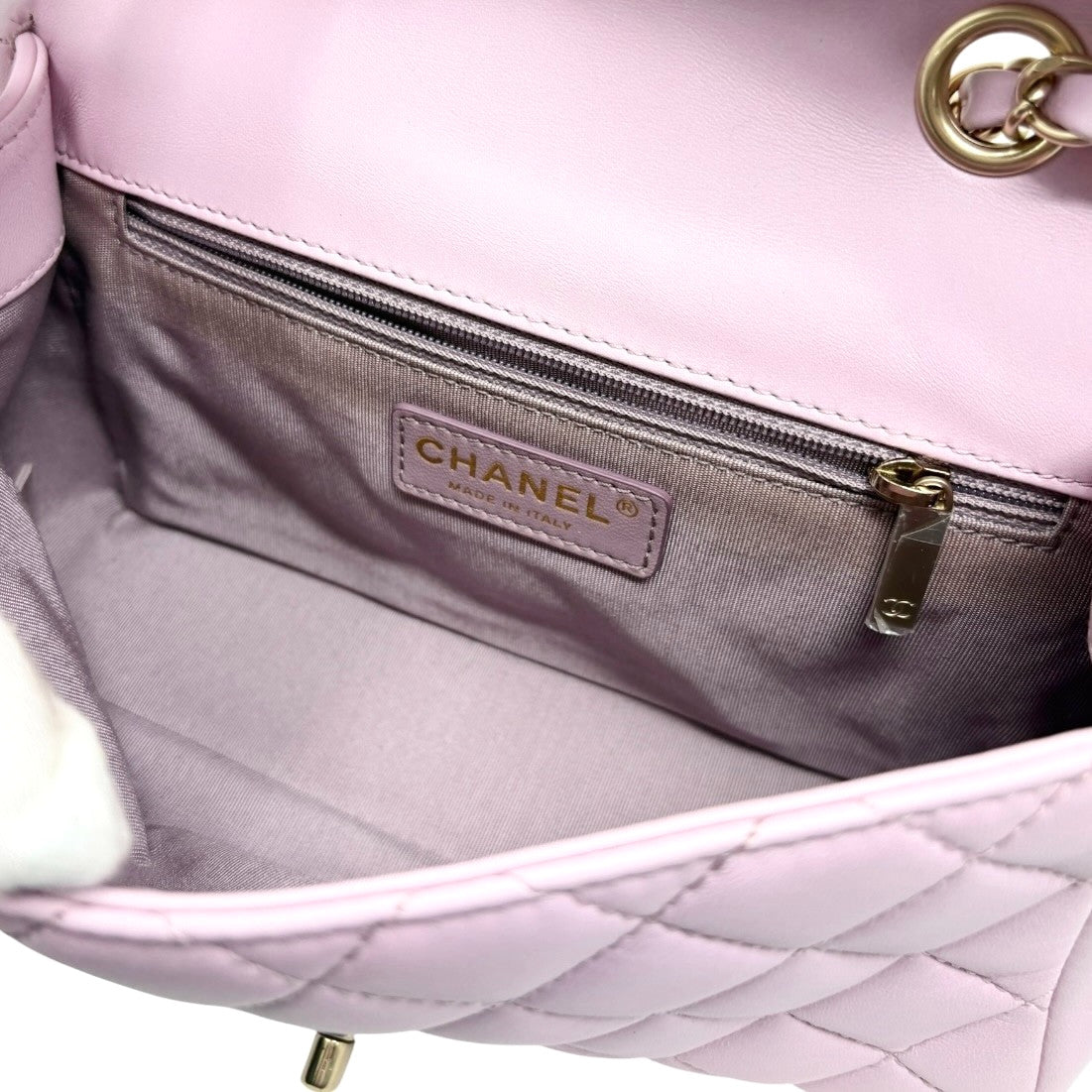 CHANEL Vintage CC Logo Quilted Chian 2way Bag Pink Gold Leather 902322