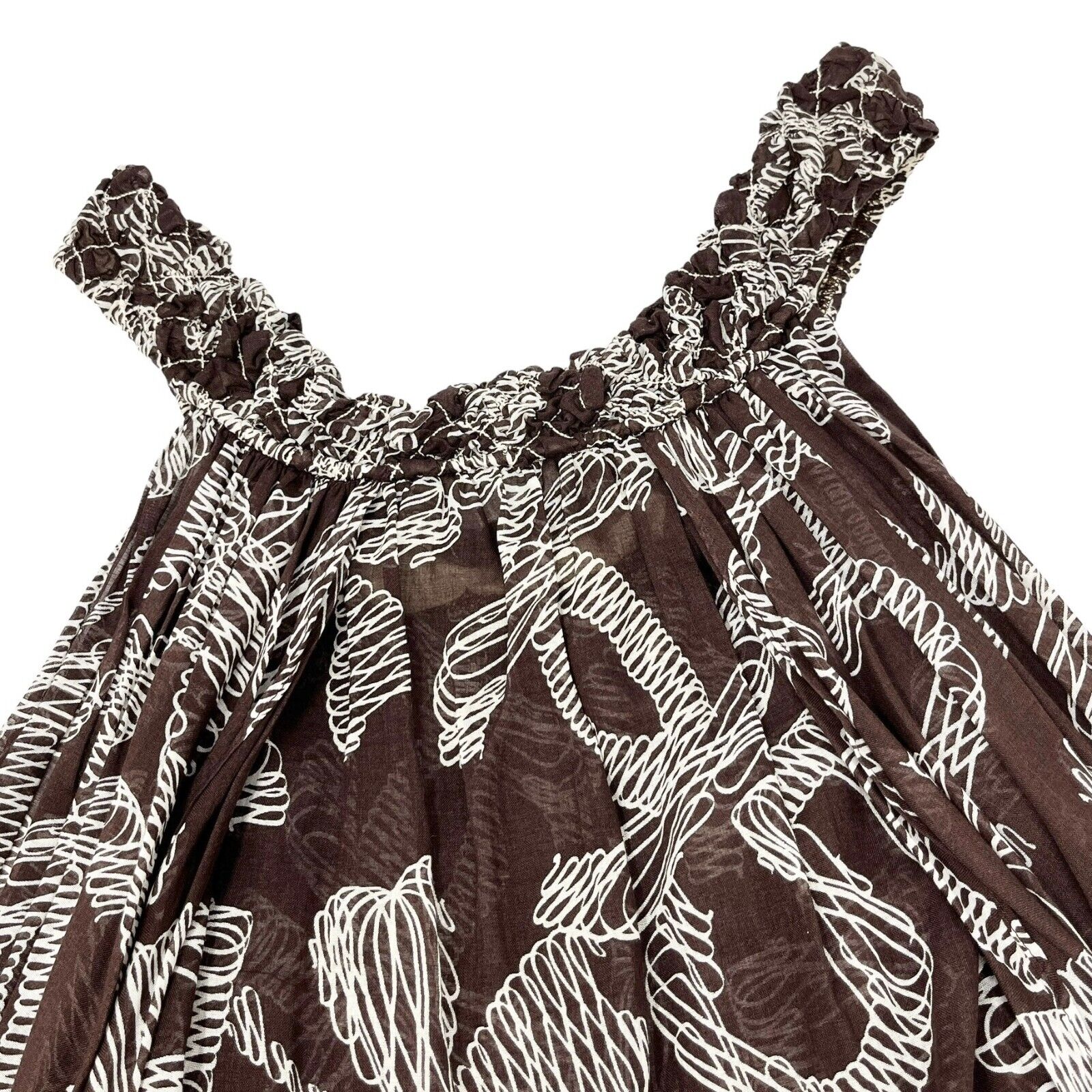 CHANEL Vintage 08P CC Mark Dress #42 One-piece See-through Brown Rank AB+