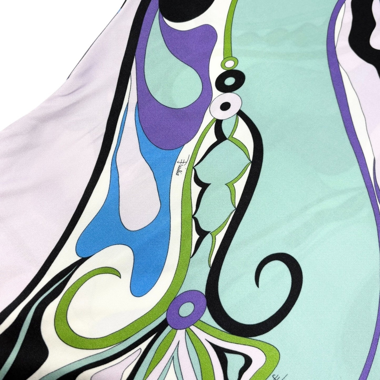 EMILIO PUCCI Vintage Logo Multicolor Abstract Print Dress #38 Blue 902418