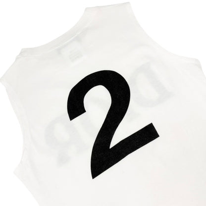 Christian Dior Vintage Big Logo Tank Top No.2 White Black #M Cotton 902305