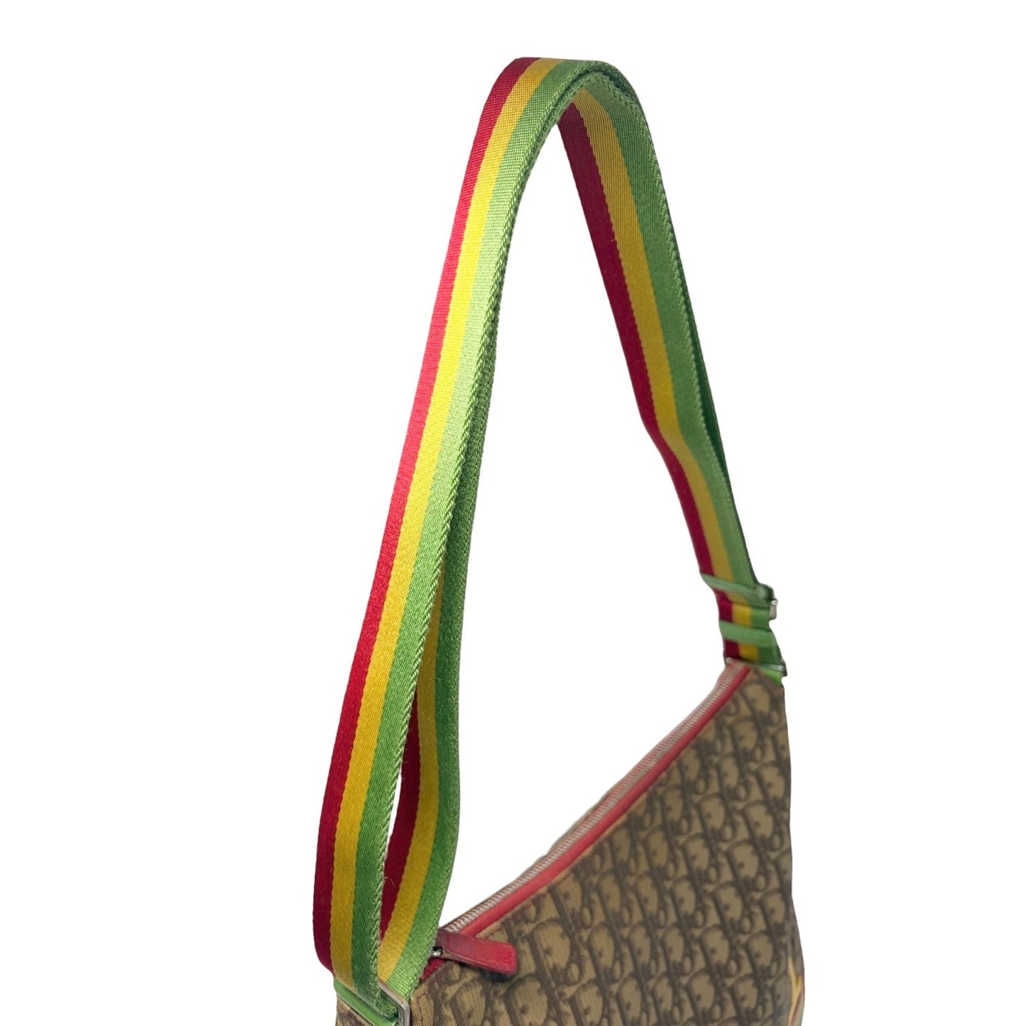 Christian Dior Vintage Rasta Trotter Monogram Crossbody Bag Beige PVC No