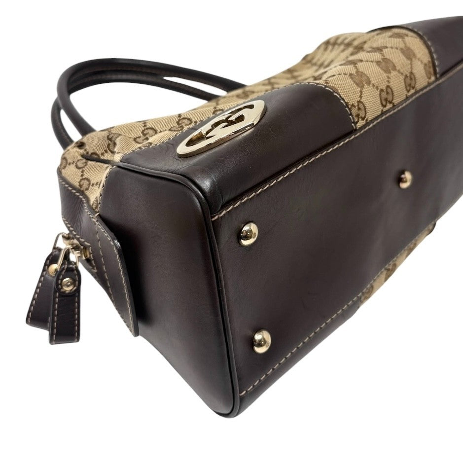 GUCCI Vintage GG Monogram Lovely Heart Shoulder Bag Beige Brown Canvas 902325