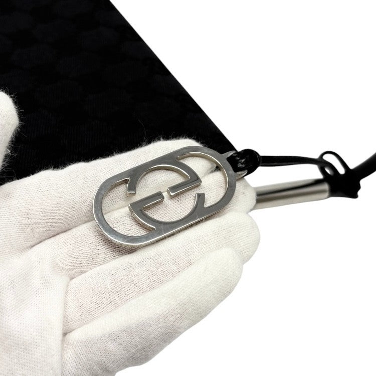 GUCCI Vintage Interlocking GG Monogram Shoulder Bag Black Silver 902467