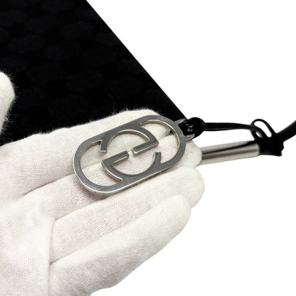 GUCCI Vintage Interlocking GG Monogram Shoulder Bag Black Silver 902467