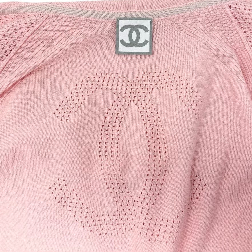 CHANEL Sport Vintage 08C CC Knit Zipped Jacket #38 Perforated Pink 902899