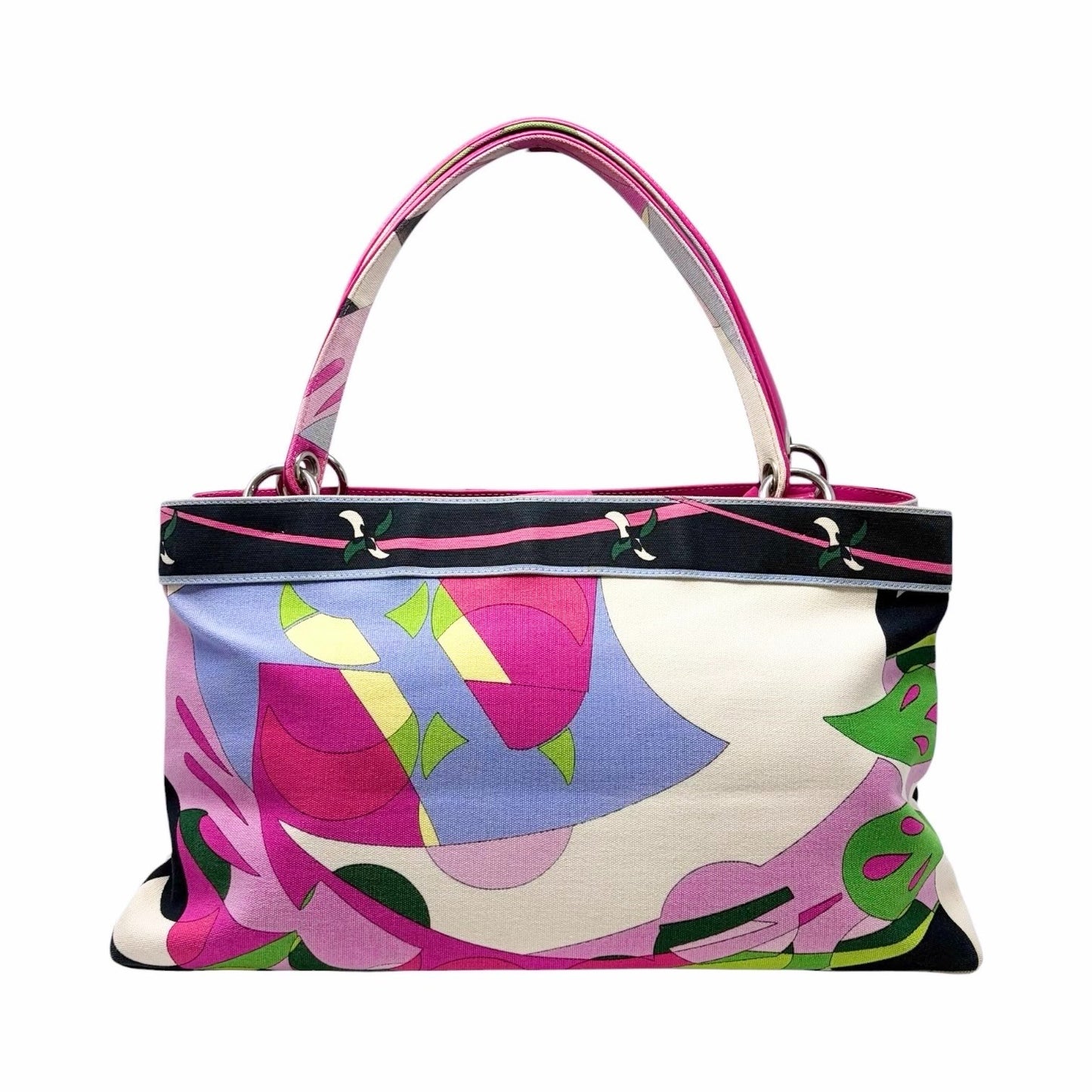 EMILIO PUCCI Vintage Logo Geometric Multicolor Tote Bag Pink  902039