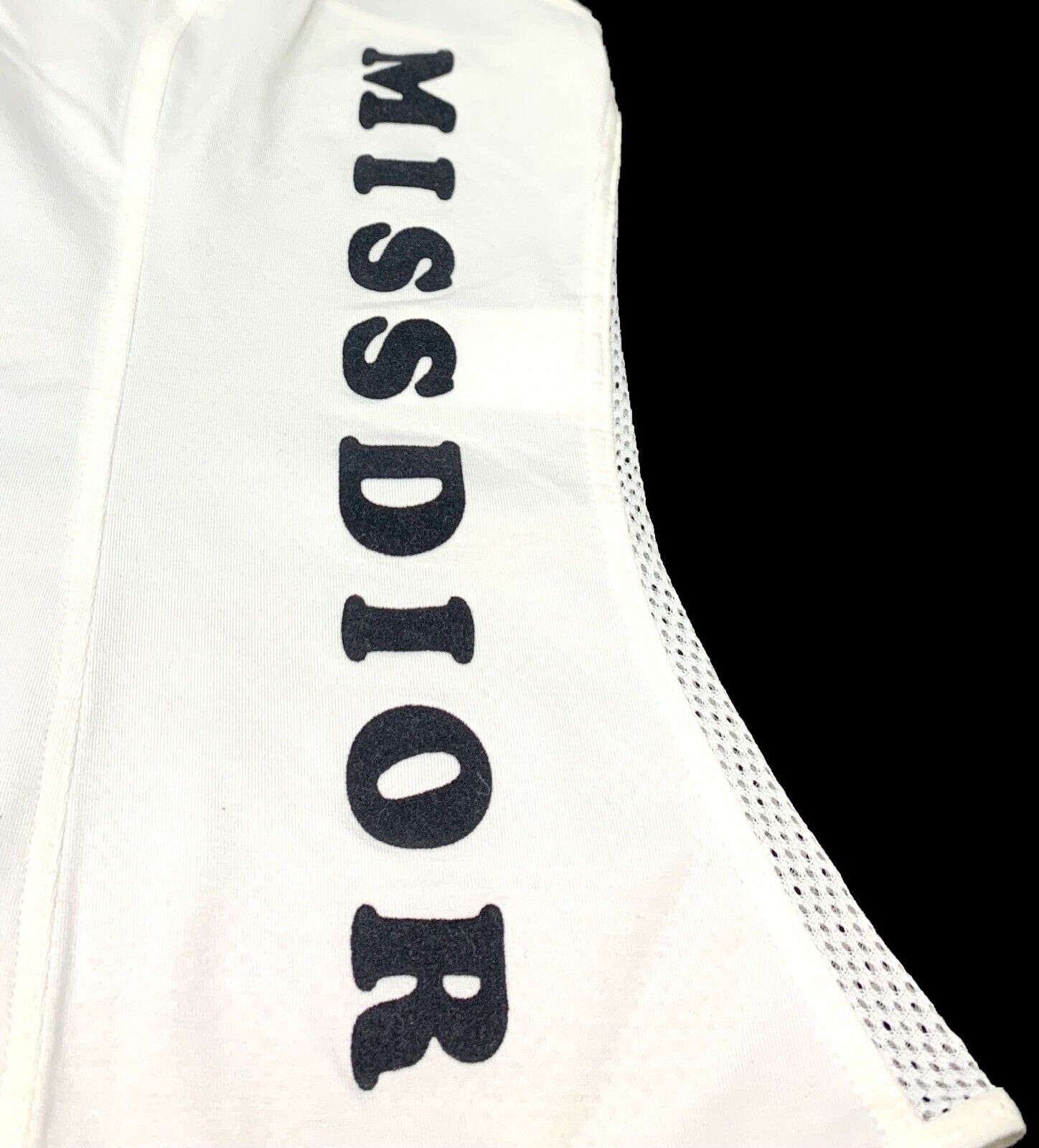 Christian Dior Vintage MISS DIOR Logo Tank Tops Mesh Cotton White Rank AB