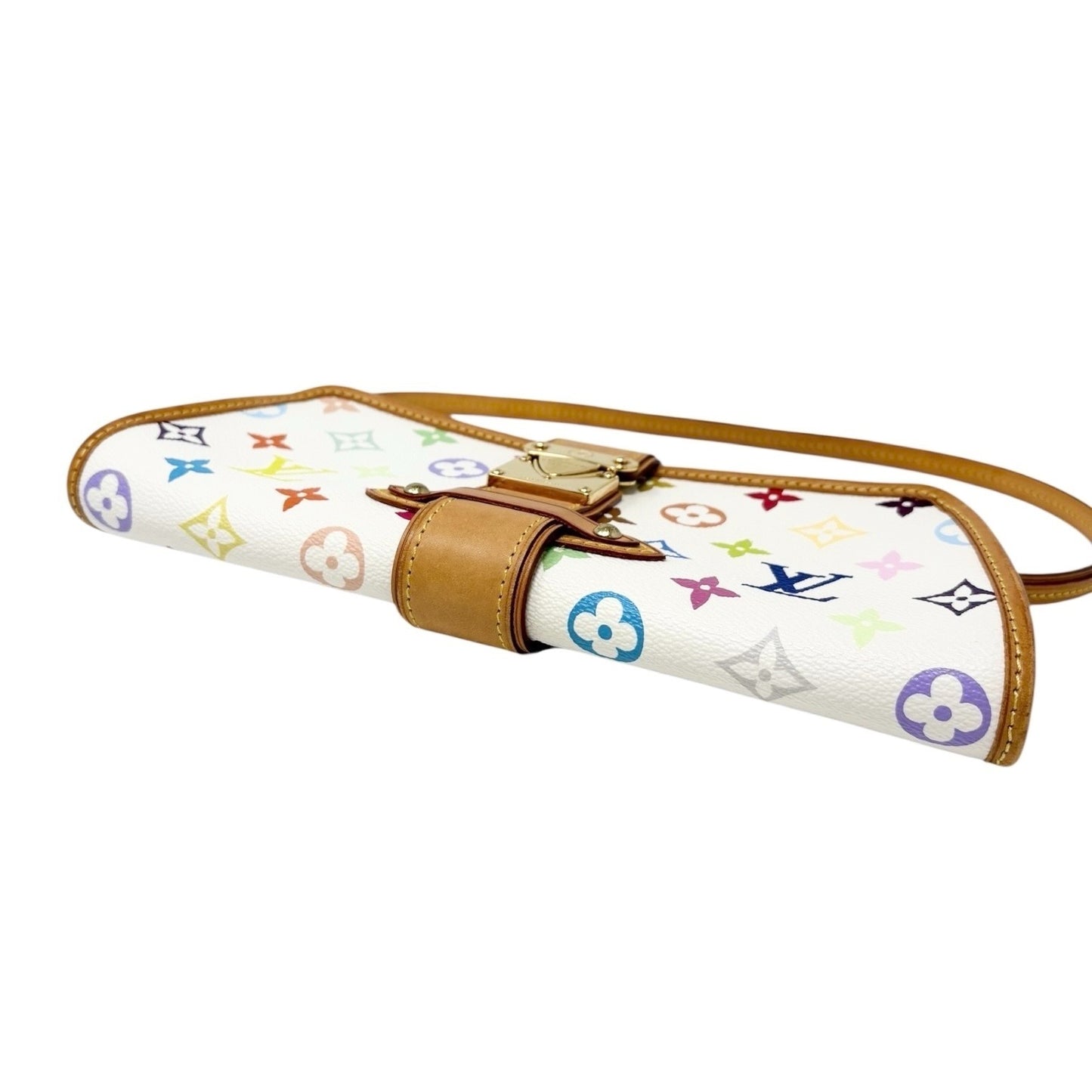 LOUIS VUITTON Vintage Monogram Multicolor Shirley Shoulder Bag White Leather