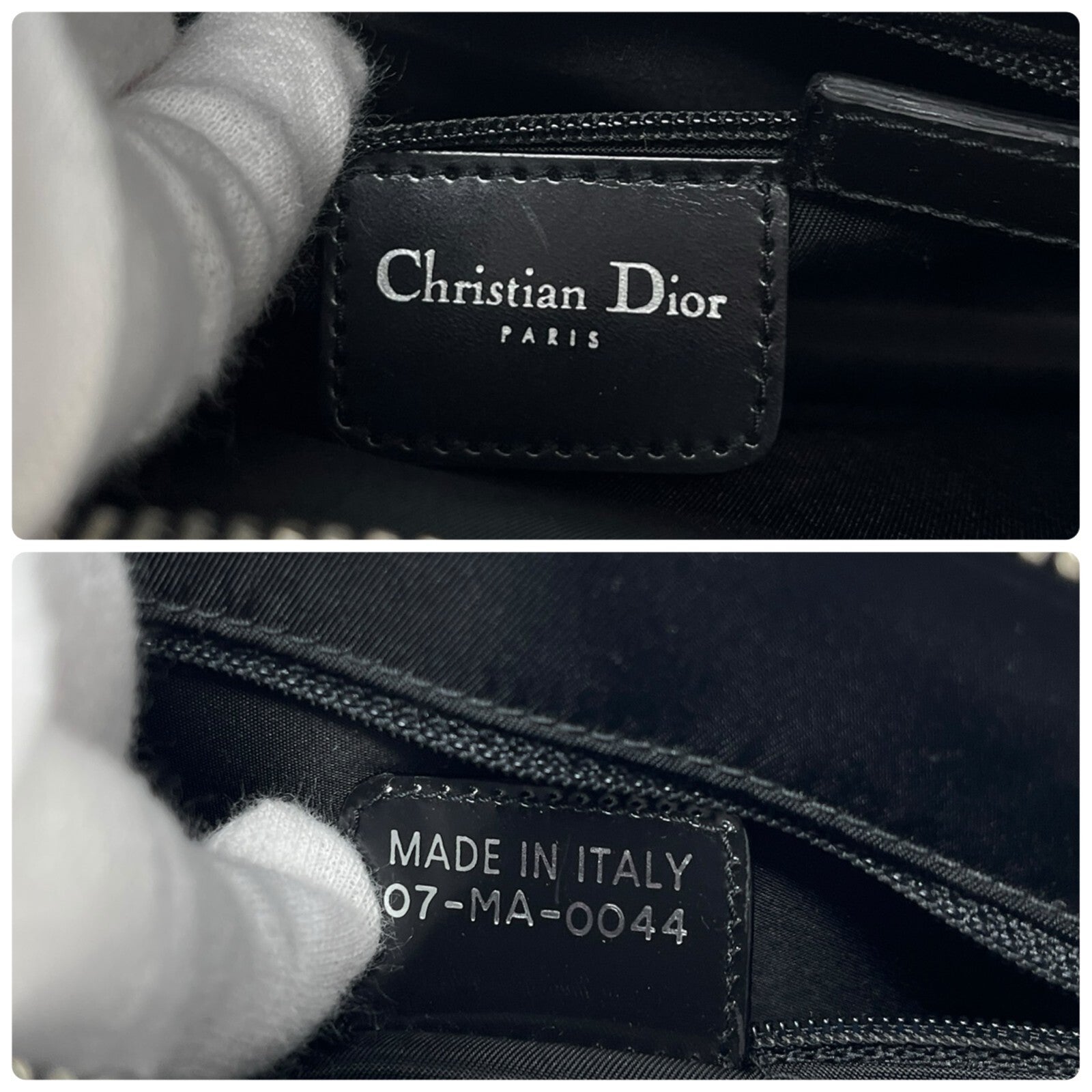 Christian Dior Vintage Trotter Monogram Logo D'trick Shoulder Bag Black Leather