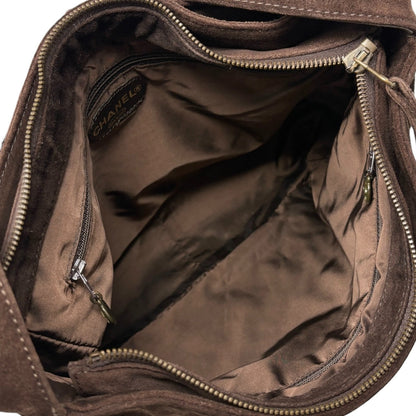 CHANEL Vintage CC Fringe Crossbody Shoulder Bag 2way Bag Brown Suede 902326