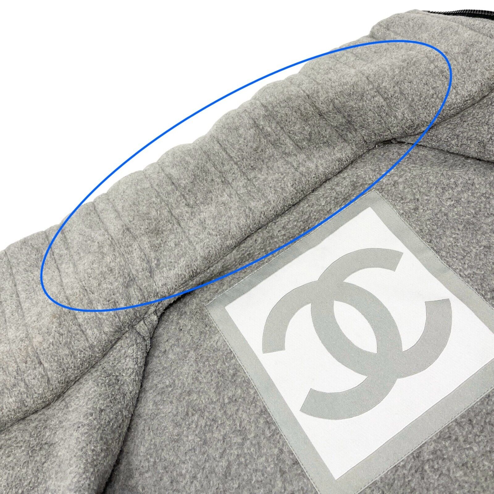 CHANEL Sport Vintage 06A CC Logo Trim Jacket #38 Zip Pocket Gray Black Cotton