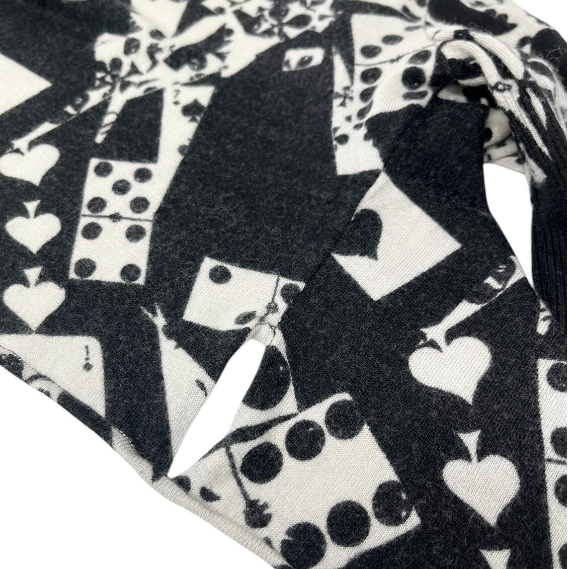 Christian Dior Vintage 2001 Dice Knit Top #36 Black White Wool Long Sleeve Card