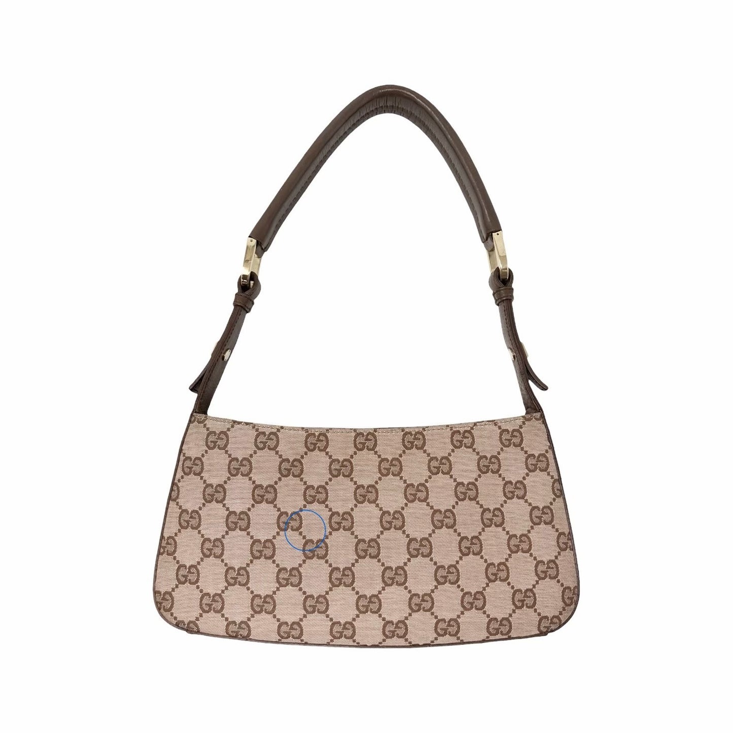 GUCCI Vintage GG Monogram Logo Canvas Shoulder Bag Leather Brown Gold 901837