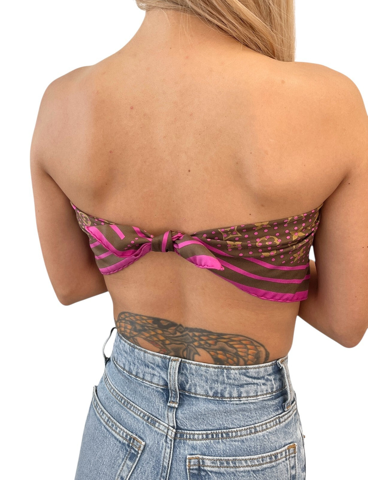 LOUIS VUITTON Vintage LV Logo Monogram Scarf Wrap Shawl Brown Pink Dot Silk