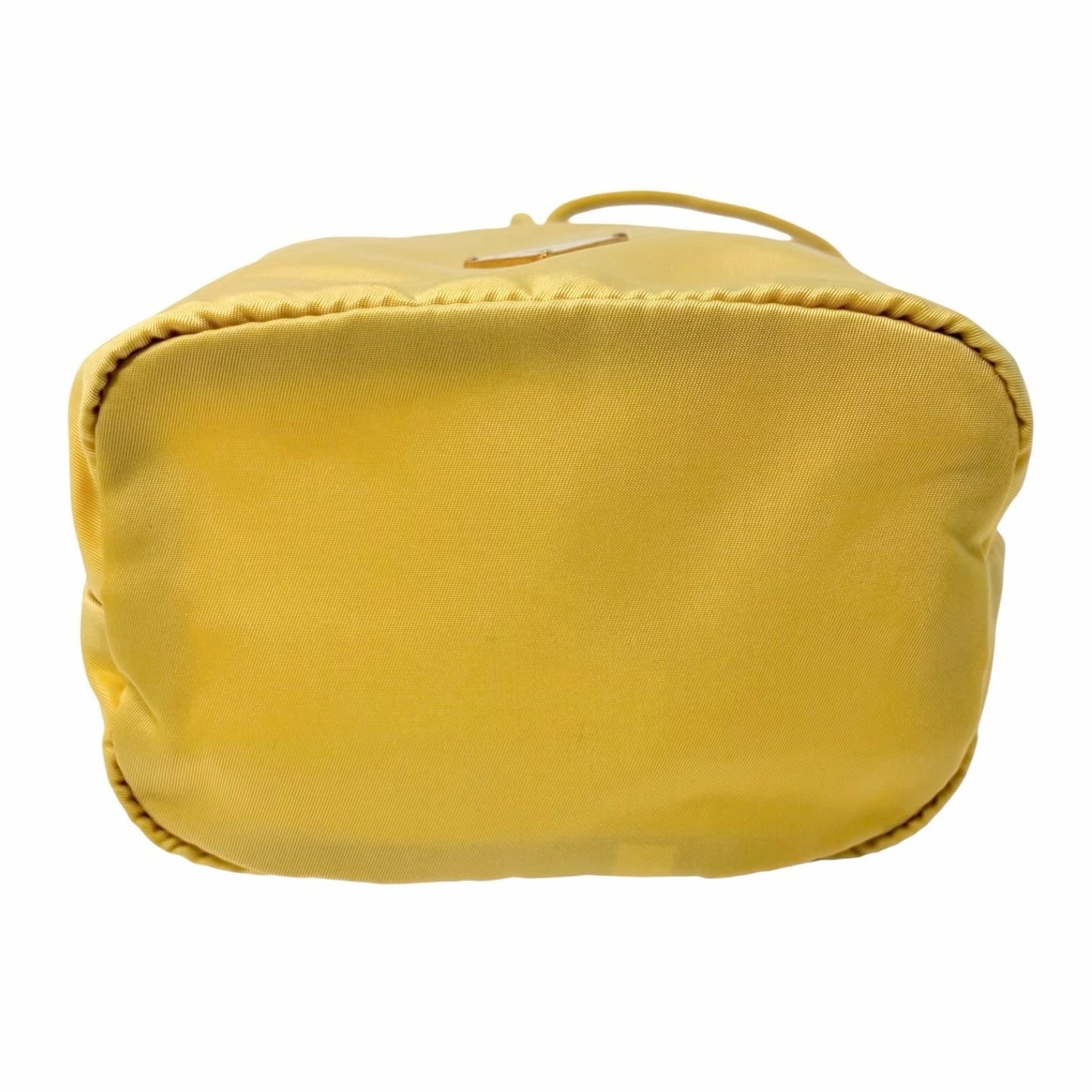 PRADA Vintage Triangle Logo Drawstring Bag Handbag Pouch Yellow Nylon