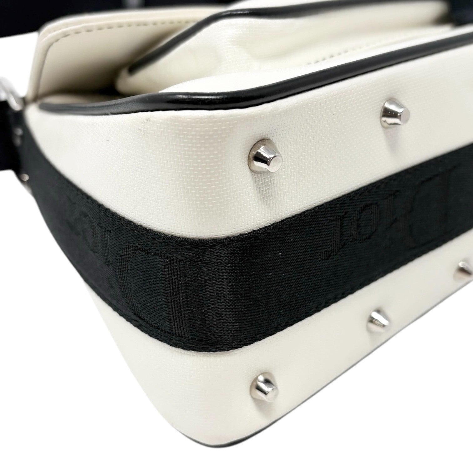 Christian Dior Vintage 2004 Hardcore Shoulder Bag Charm Rhinestone White Black