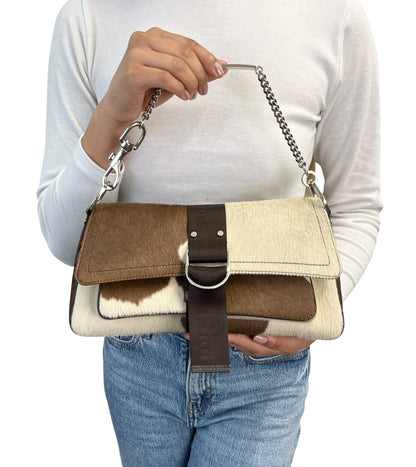 Christian Dior Vintage 2004 Cow Print Pony Hair Shoulder Bag Brown 902540