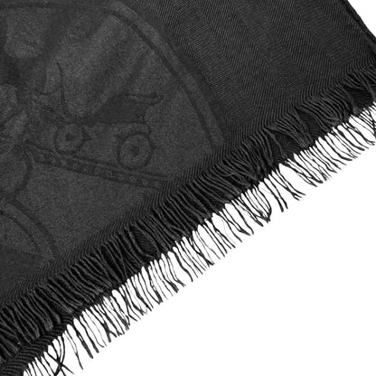 HERMES Vintage New Libris H Logo Cashmere Scarf Wrap Shawl Black 902811