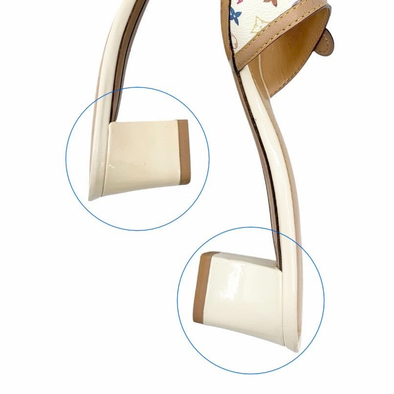 LOUIS VUITTON Vintage Monogram Multicolor Flower Sandals Heels #37.5 902031