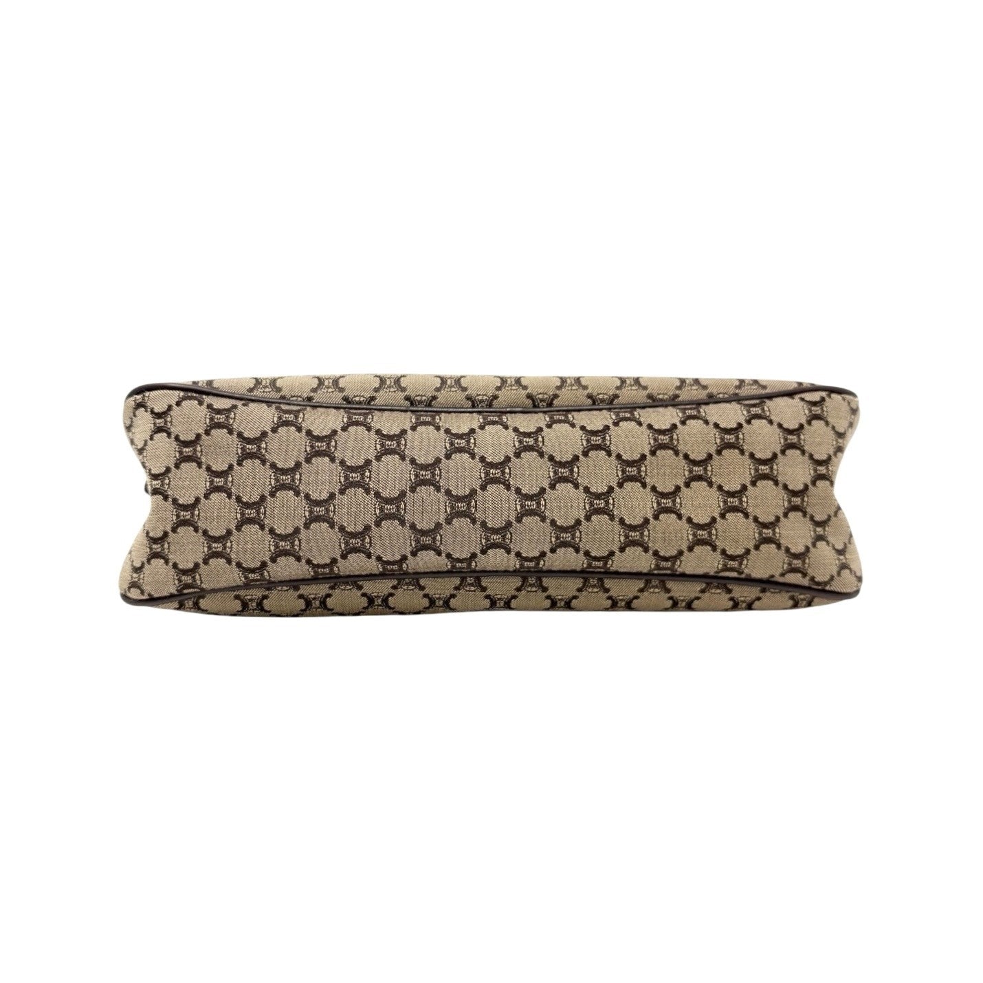 CELINE Vintage Macadam Monogram Shoulder Mini Bag Pochette Brown Canvas Leather