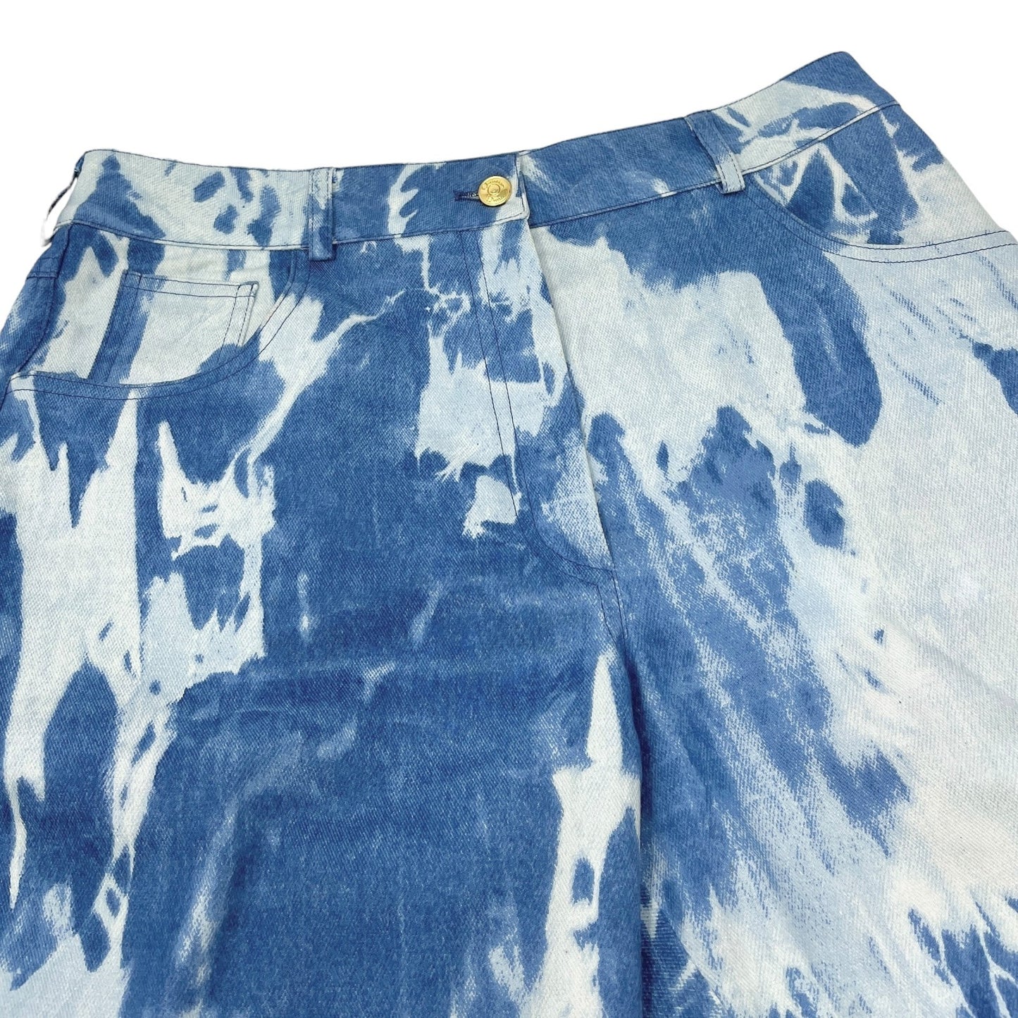 Christian Dior Vintage 2000 John Galliano Tie-Dye Denim Pants #38 Boa Blue