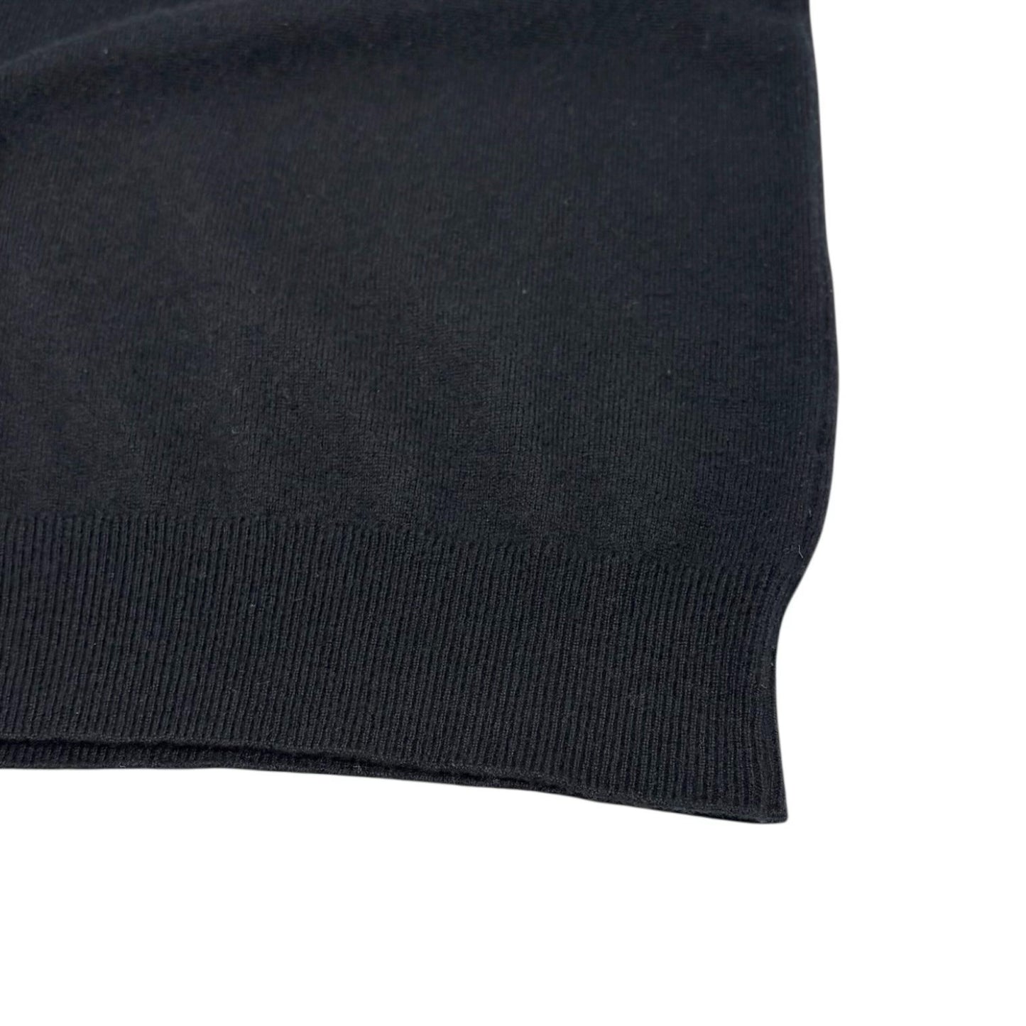 CHANEL Vintage CC Logo Turnlock Cashmere Ribbed Sweater Knit Top #36 Black