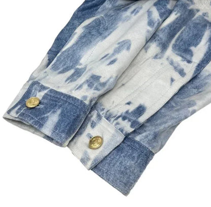 Christian Dior Vintage 2000 Galliano Jacket Pants Set #38 Tie-Dye Blue Gold