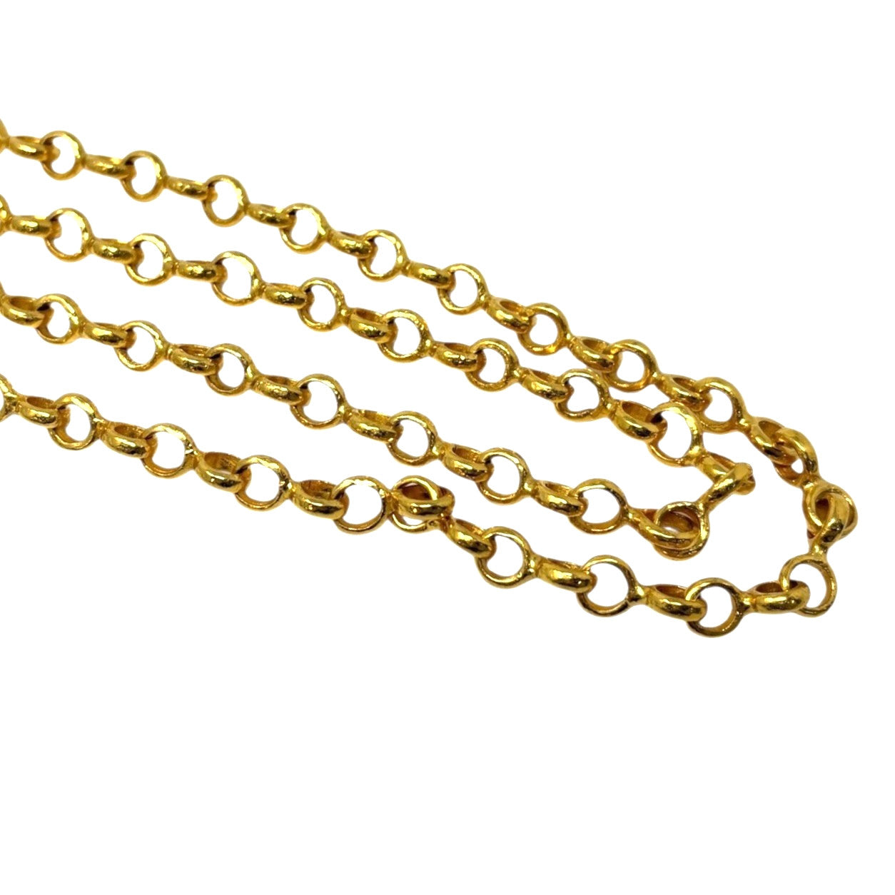 CHANEL Vintage 96P CC Metal Gold Star Floral Pendant Necklace Accessory Chain