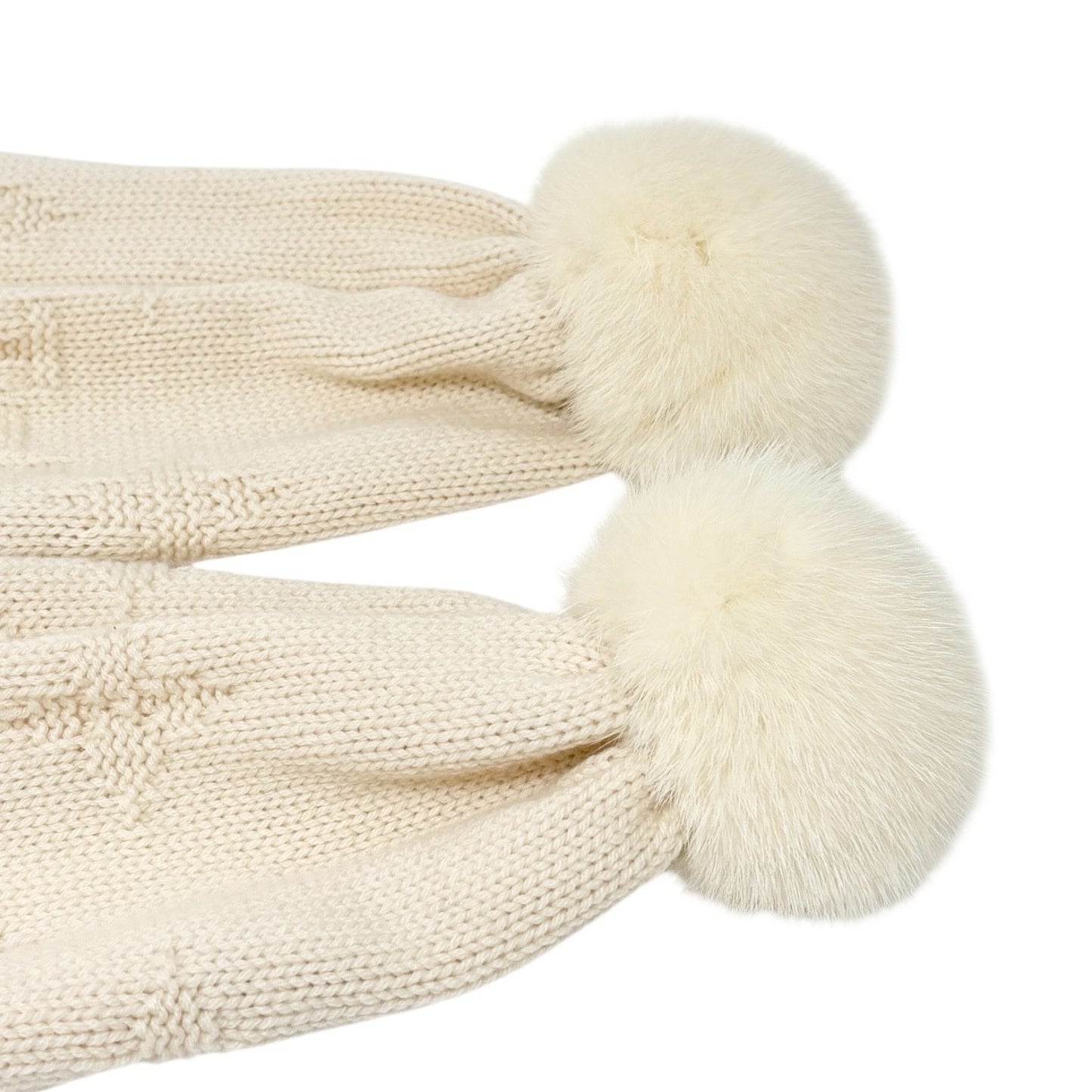 LOUIS VUITTON Vintage Monogram Escharpe Fur Scarf Shawl Cream Cashmere Logo
