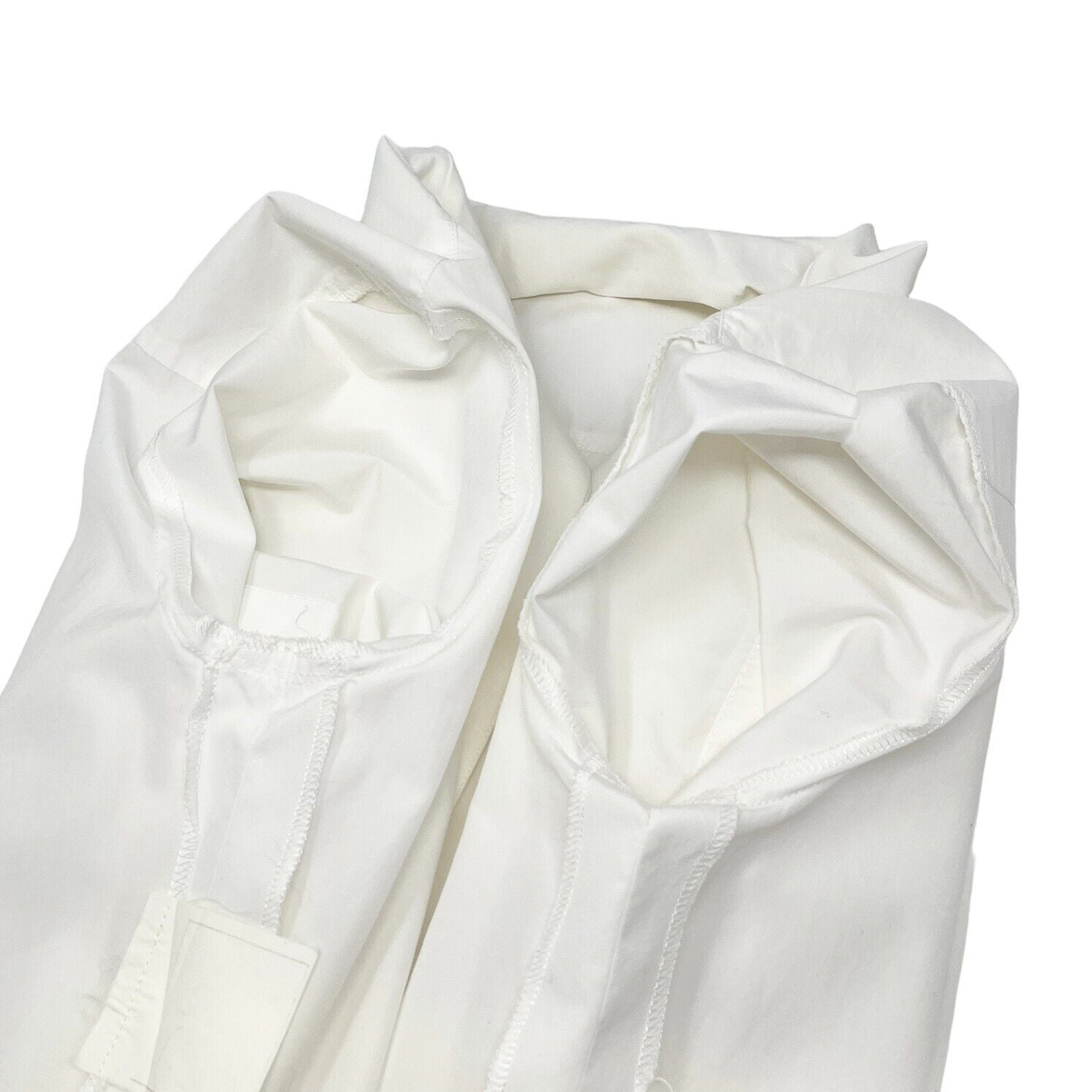 CHANEL Vintage CC Mark Button Cropped Shirt Top White Gold Cotton Rank AB+