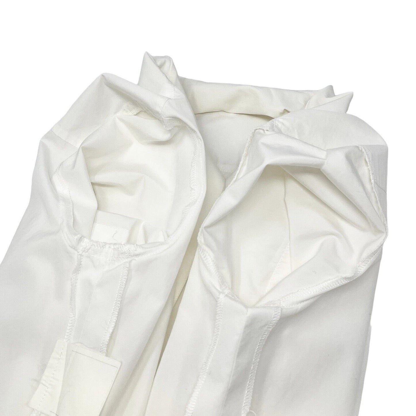 CHANEL Vintage CC Mark Button Cropped Shirt Top White Gold Cotton Rank AB+