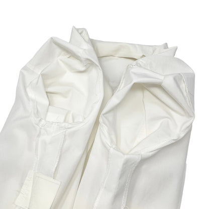 CHANEL Vintage CC Mark Button Cropped Shirt Top White Gold Cotton Rank AB+