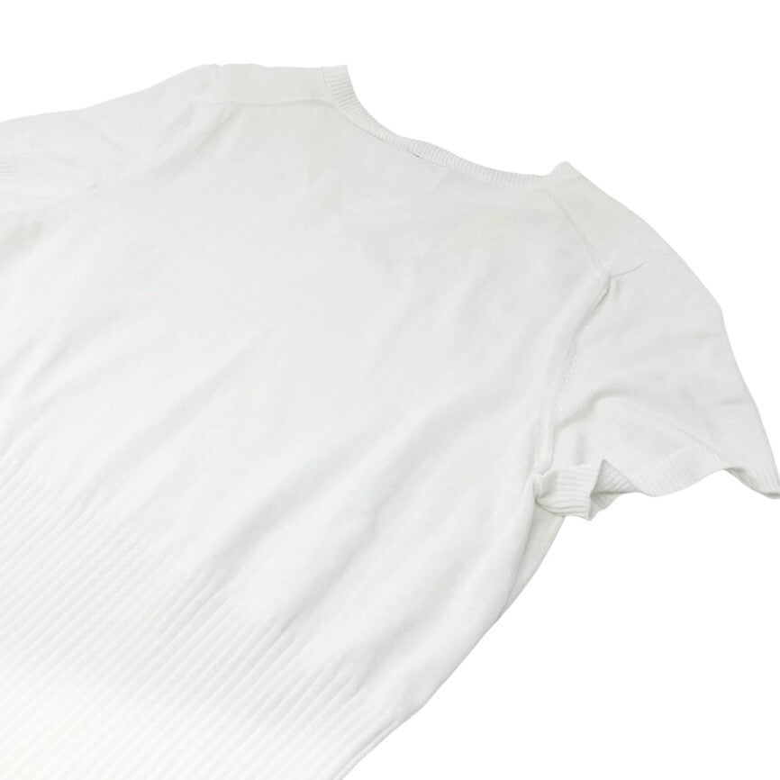 CHANEL Vintage 09C CC Mark Logo T-shirt Top #42 White Cotton V-Neck Rank AB