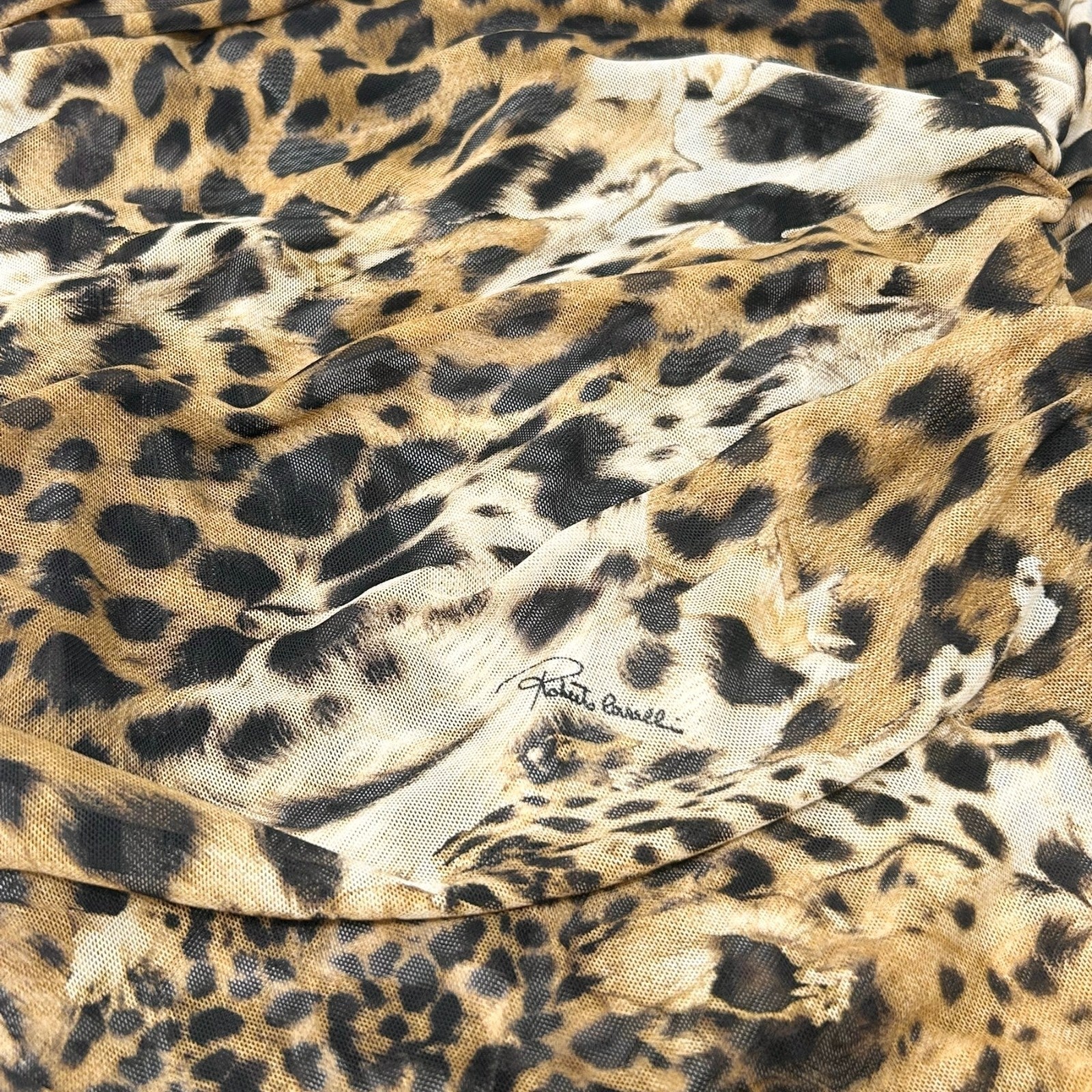 Roberto Cavalli Vintage Logo Leopard Midi Dress One-piece #42 Brown Nylon