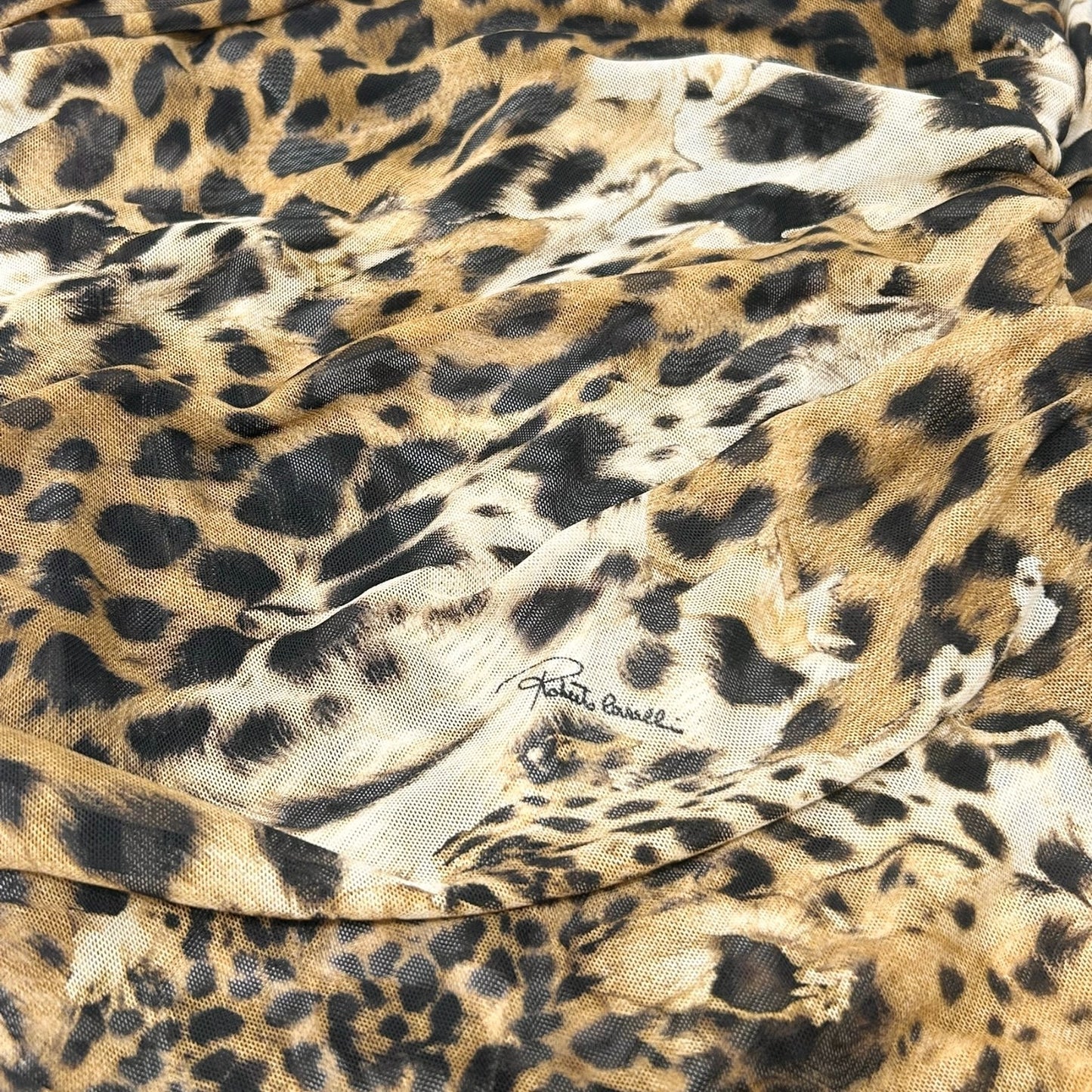 Roberto Cavalli Vintage Logo Leopard Midi Dress One-piece #42 Brown Nylon