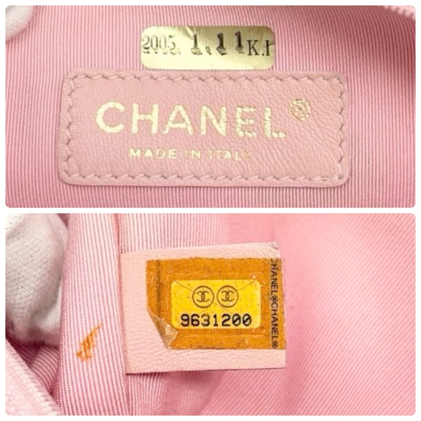 CHANEL Vintage Triple CC Logo Clear Tote Shoulder Bag Pink Beige Pouch 902078
