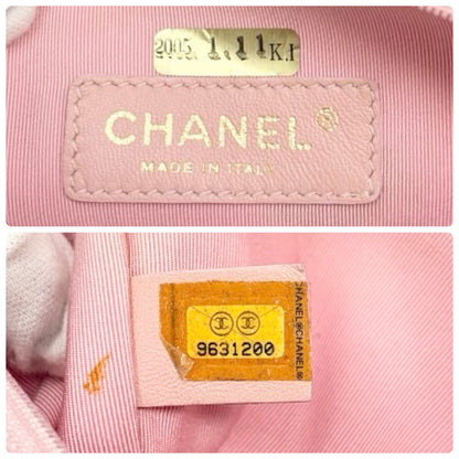 CHANEL Vintage Triple CC Logo Clear Tote Shoulder Bag Pink Beige Pouch 902078