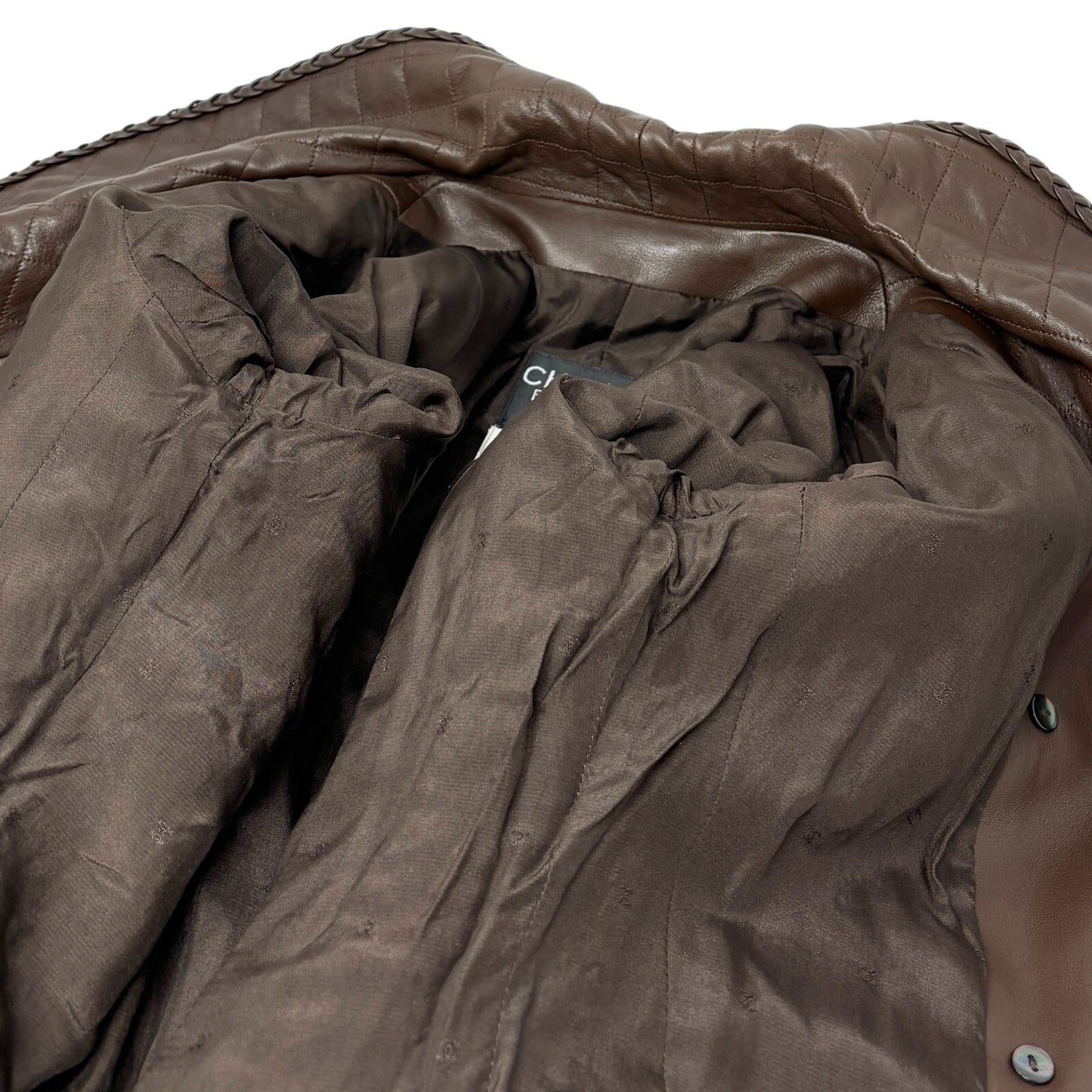 CHANEL Vintage 92A CC Logo Tweed Jacket #38 Multicolor Button Wool Leather