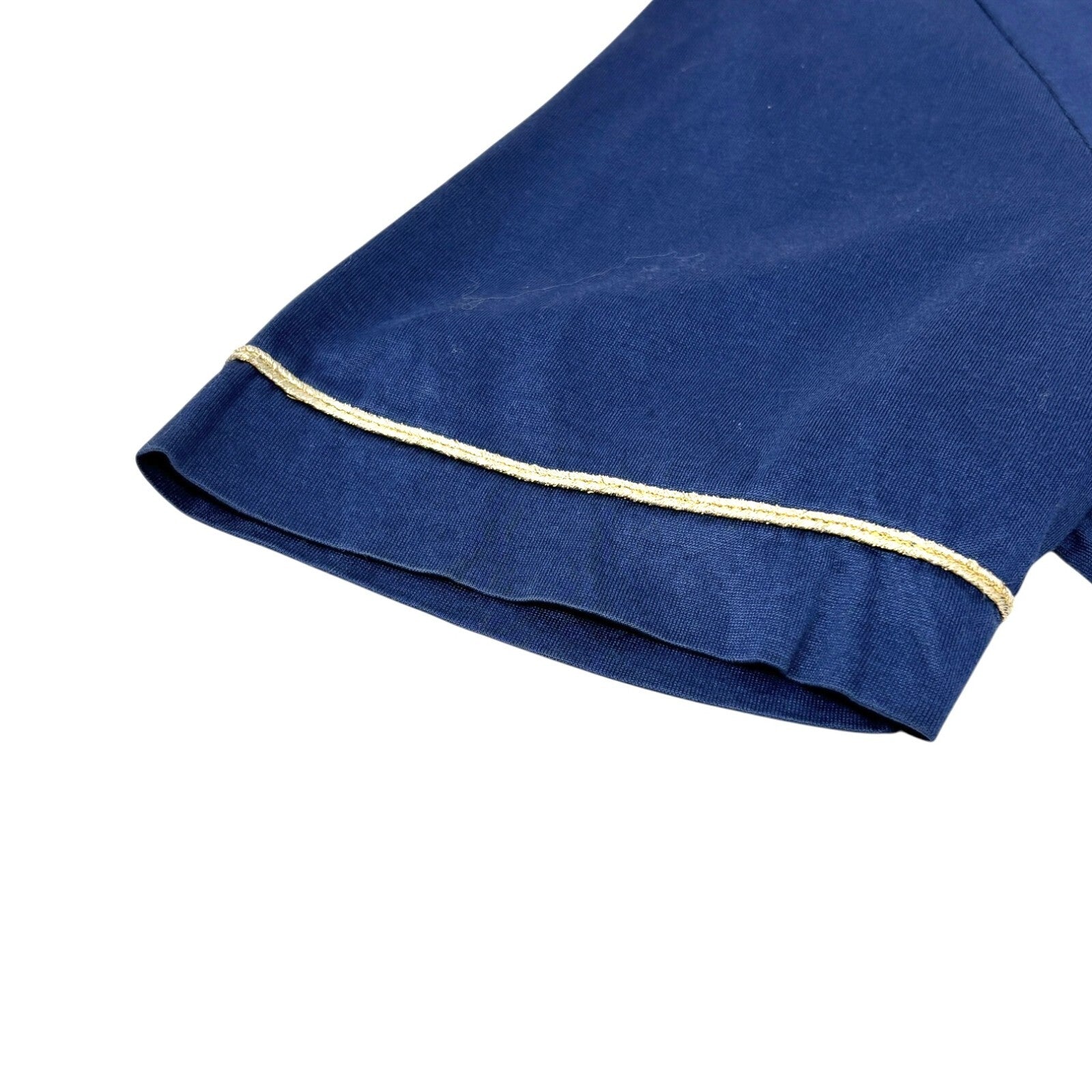 Yves Saint Laurent Vintage YSL Logo Top #M Pullover Dark Blue Gold Glitter