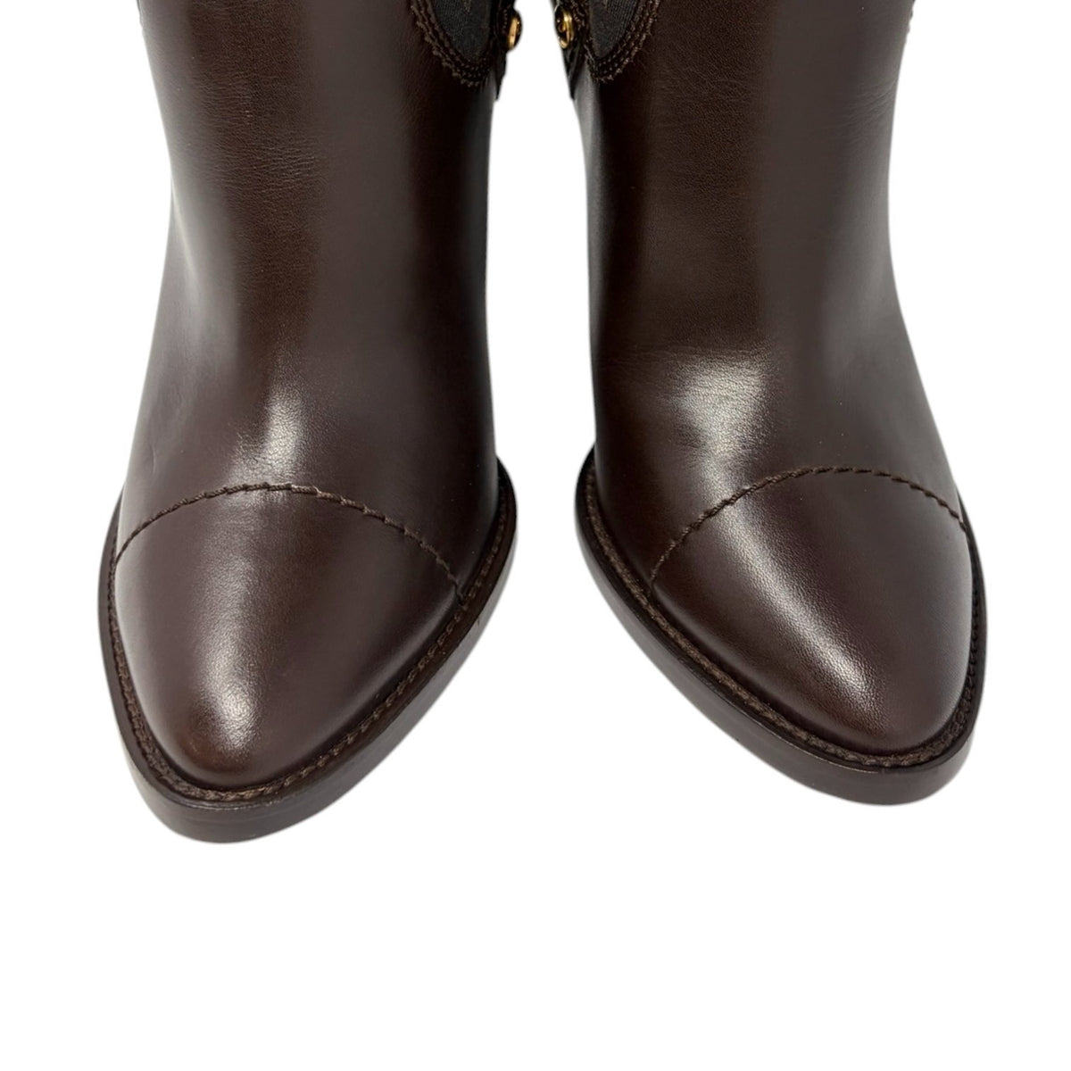 LOUIS VUITTON Vintage LV Monogram Long Boots #37-37.5 Brown Leather 902458