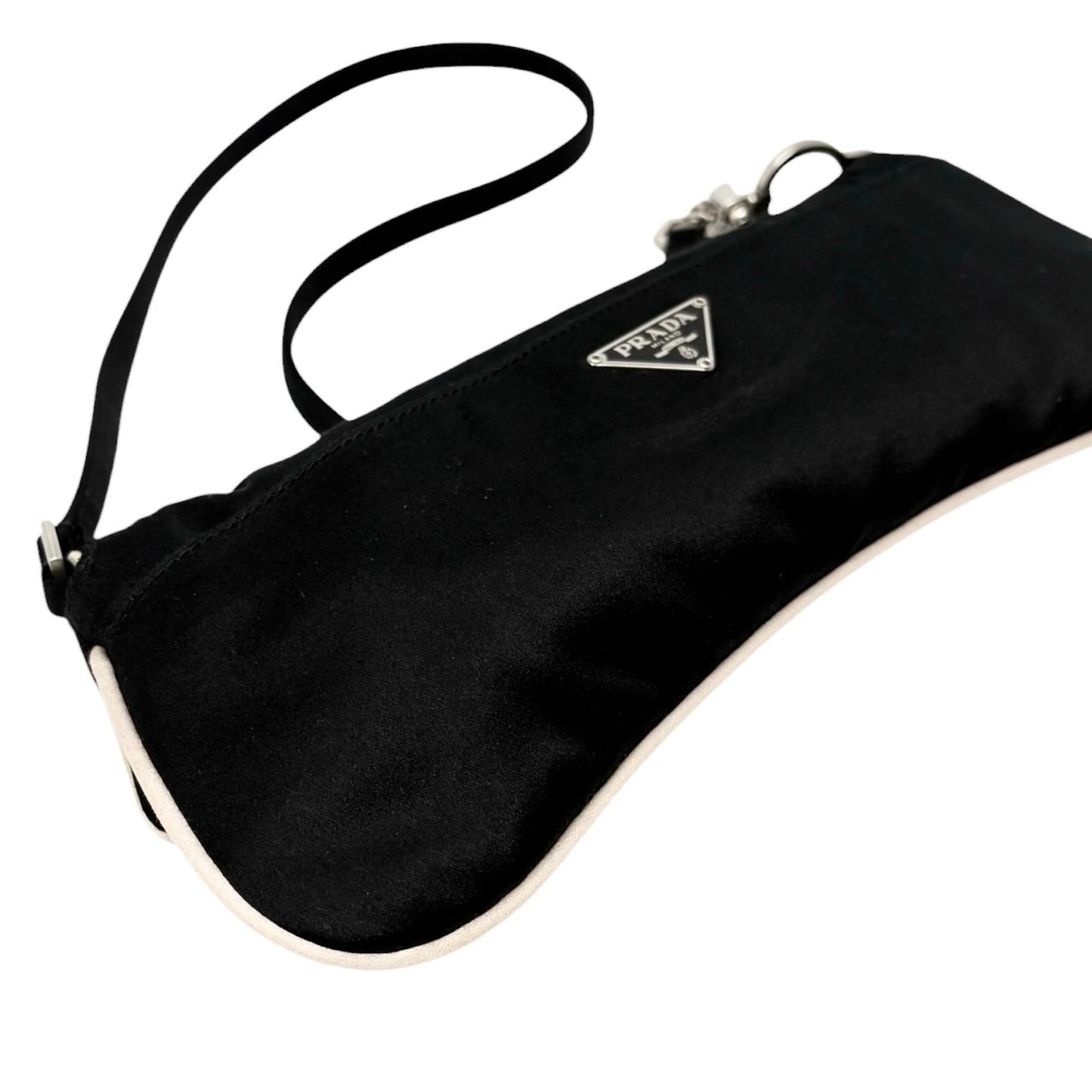 PRADA Vintage Triangle Logo Tessuto Nylon Mini Shoulder Bag Pochette Black