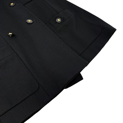 CHANEL Vintage 97C CC Logo Button Blazer Jacket #36 Black Gold Wool