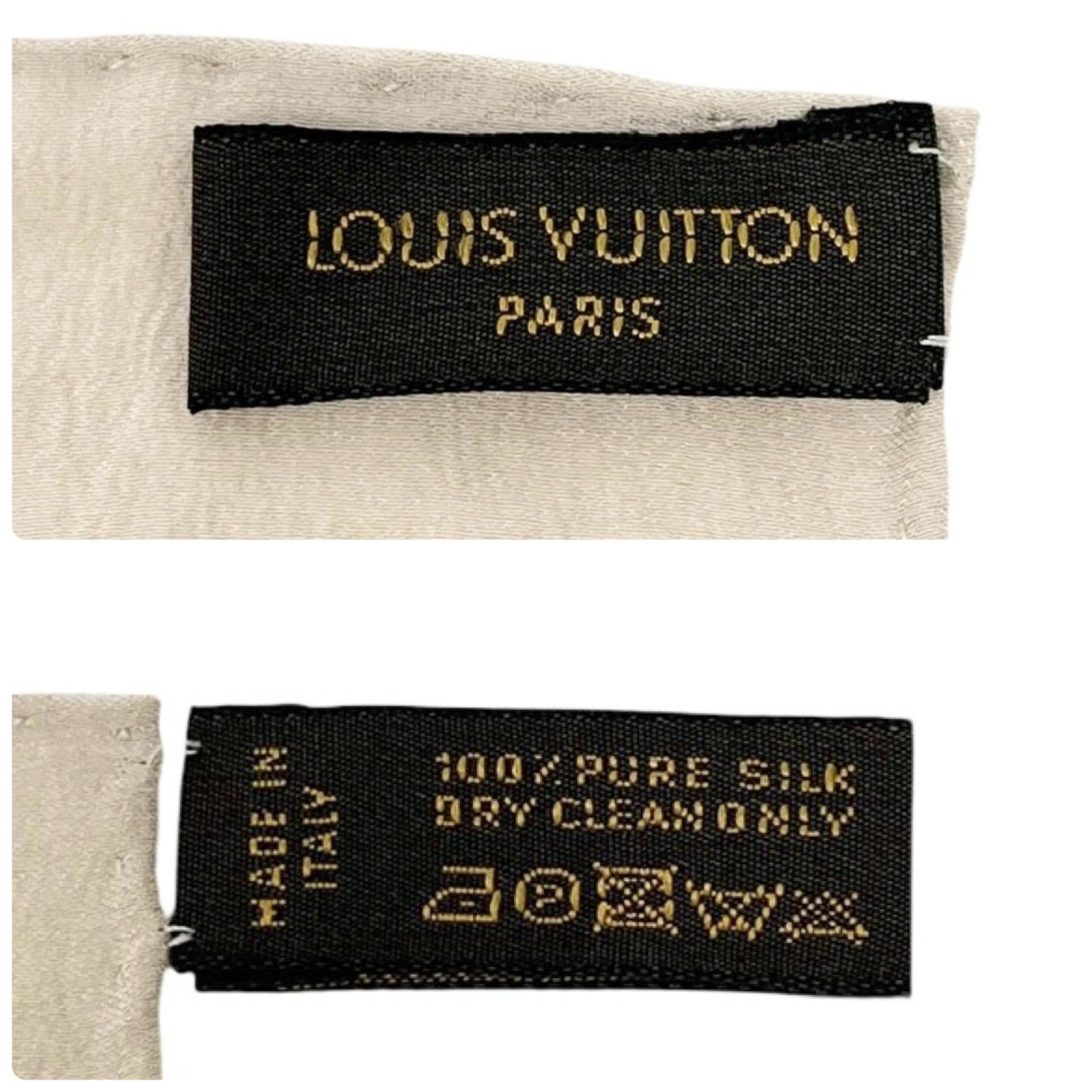 LOUIS VUITTON Vintage LV Monogram Logo Scarf Wrap Shawl Accessory Cream Silk