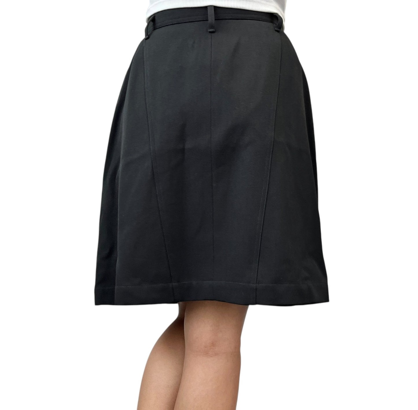 CHANEL Vintage CC Logo Button Knee Length Skirt #34 Black Gold Bottoms 902596