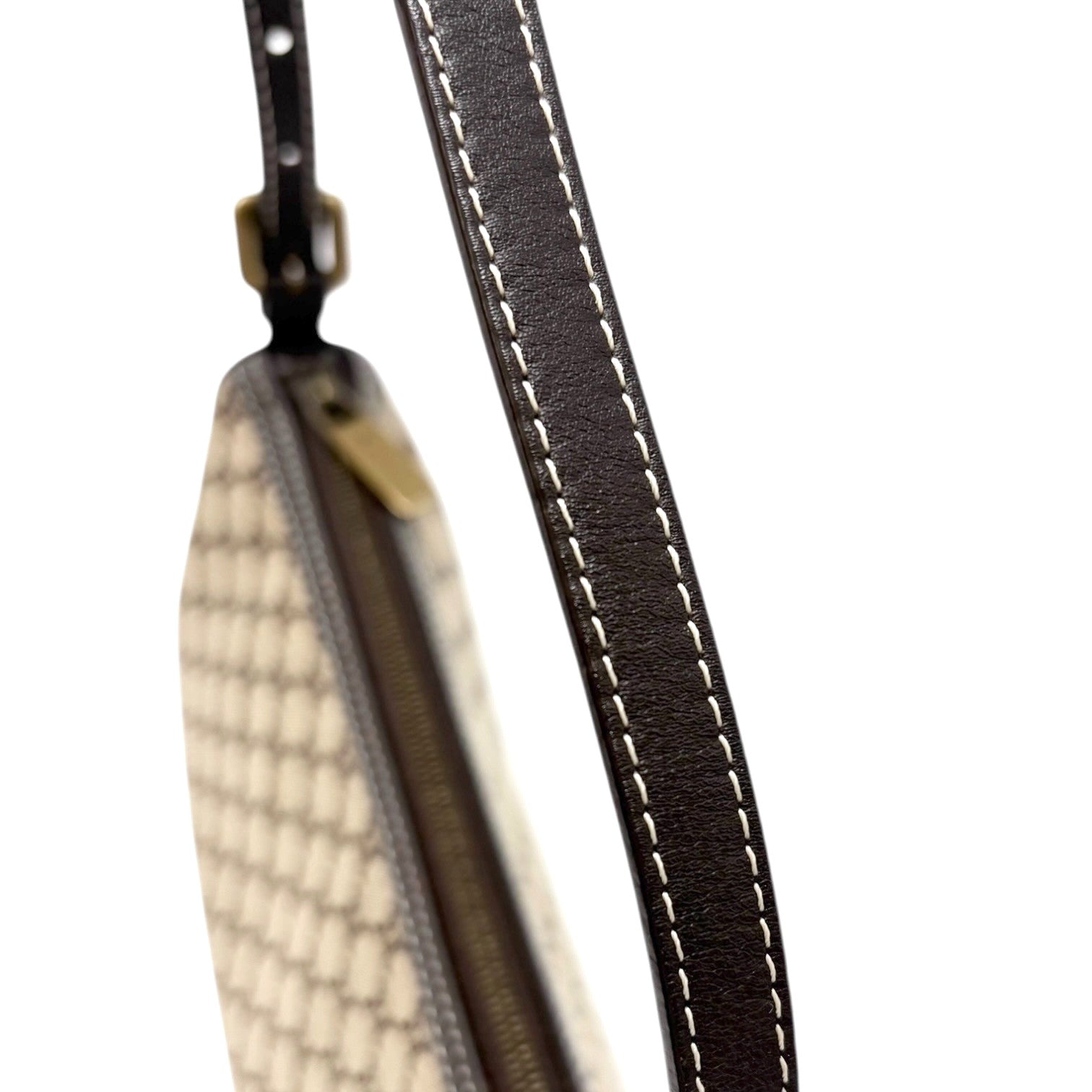 CELINE Vintage Macadam Monogram Shoulder Mini Bag Pochette Brown Canvas Leather