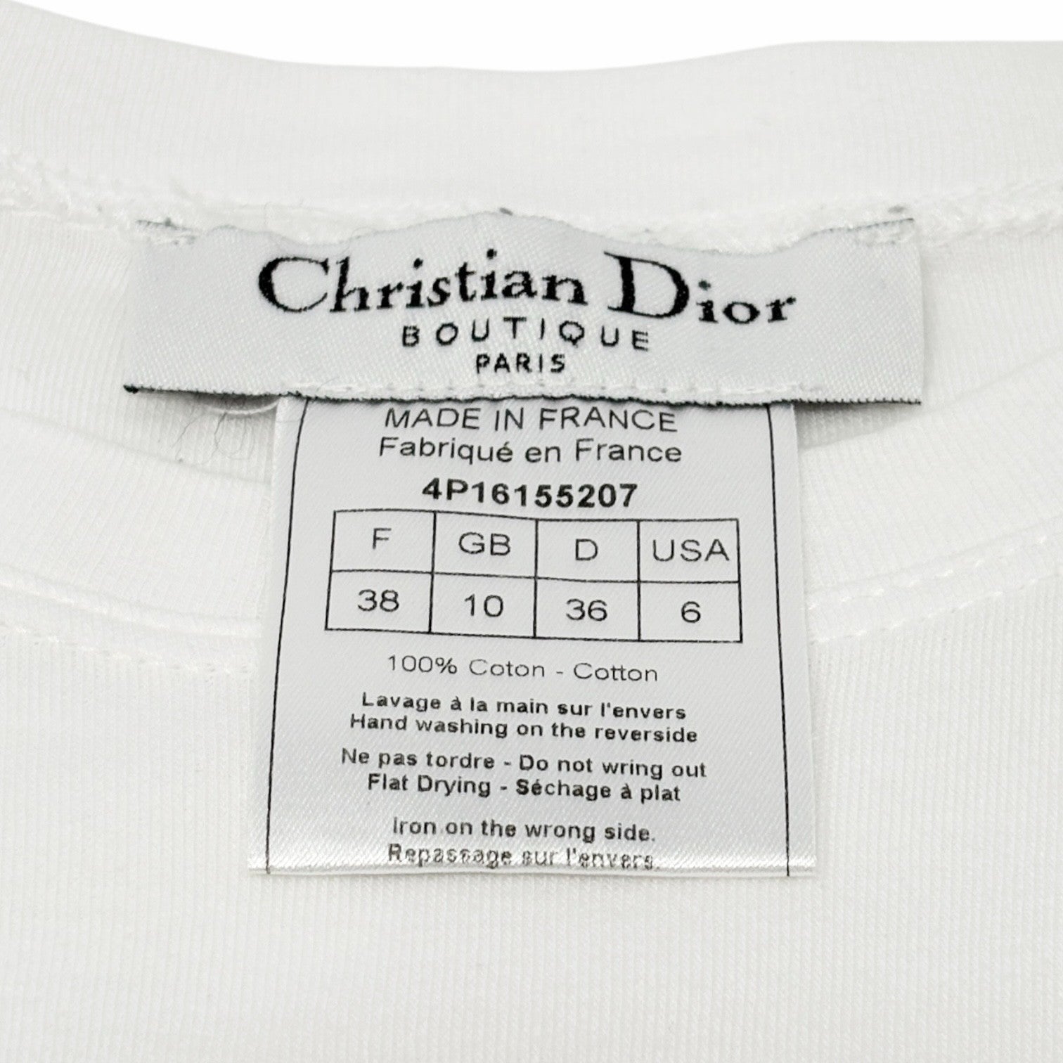 Christian Dior Vintage 2004 J'ADORE Logo T-shirt Top #38 White Pink Cotton