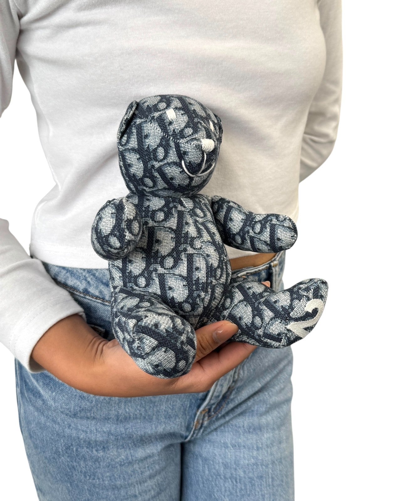 Christian Dior Vintage baby Dior Trotter Monogram Teddy Bear Plush Toy Blue