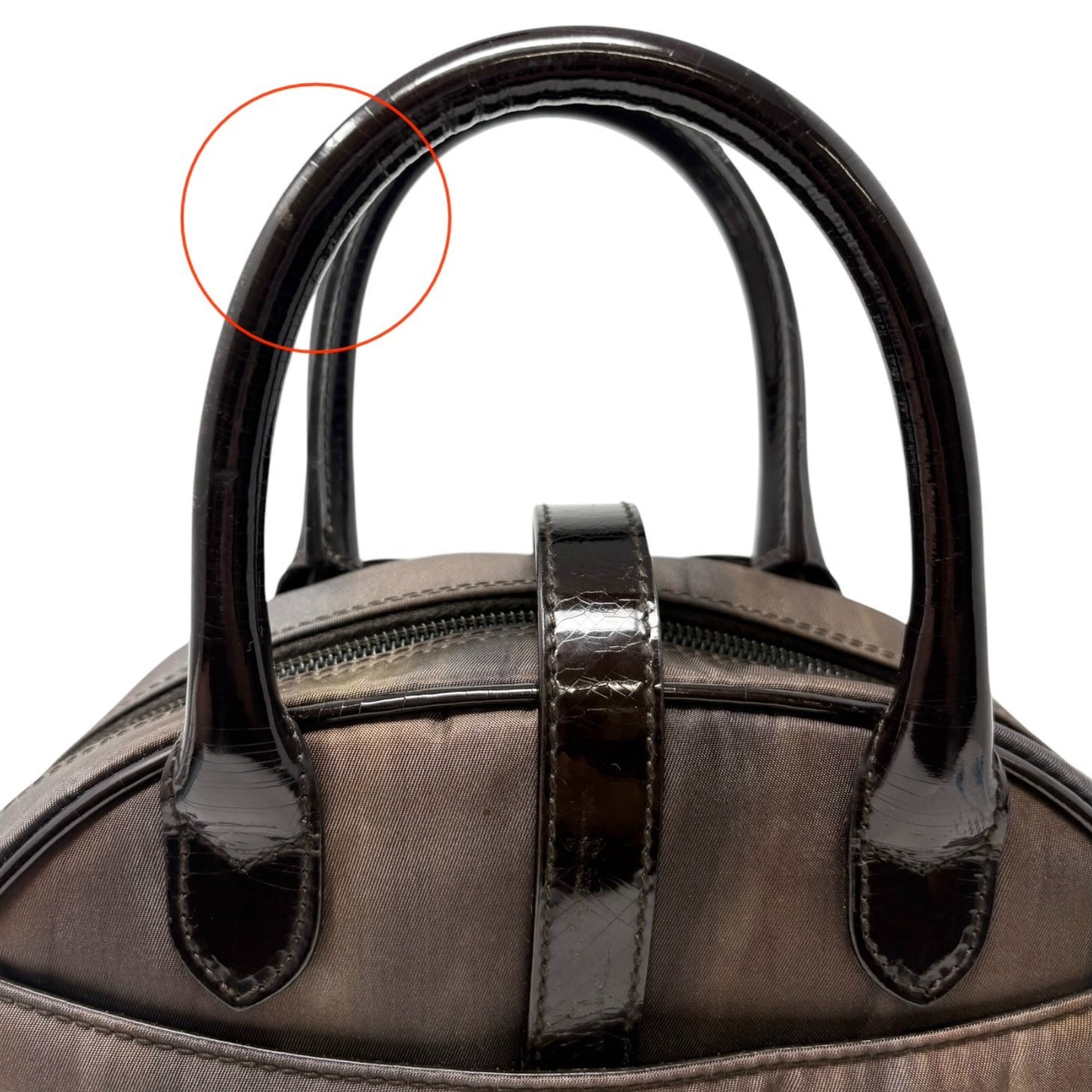 Christian Dior Vintage Double Saddle Bag Geometric Brown Nylon Patent 902265