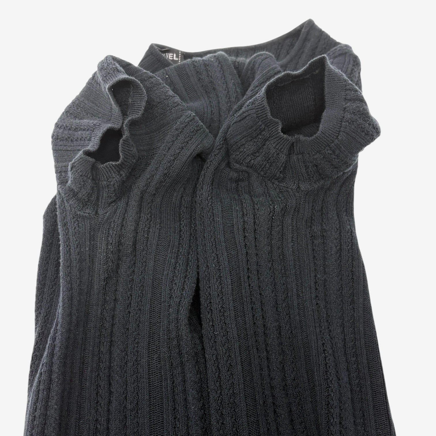 CHANEL Vintage 04P CC Mark Logo Mesh Knit T-shirt Top #38 Black Cotton