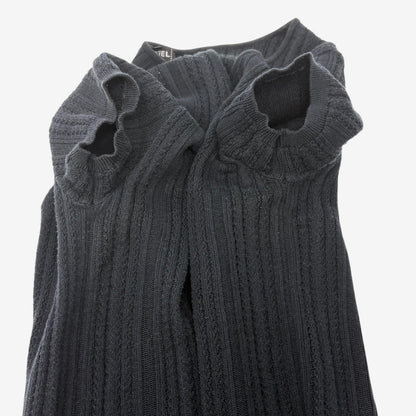 CHANEL Vintage 04P CC Mark Logo Mesh Knit T-shirt Top #38 Black Cotton